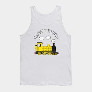 Steam Train Happy Birthday Rail Enthusiast (Yellow) Tank Top